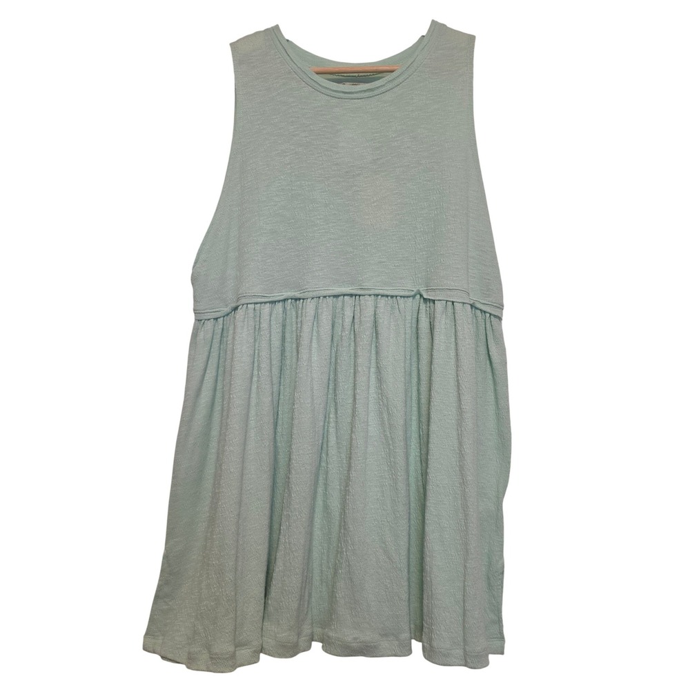 Propaganda Mint Green Textured Slub Knit Babydoll Sleeveless Tank Top Size XS